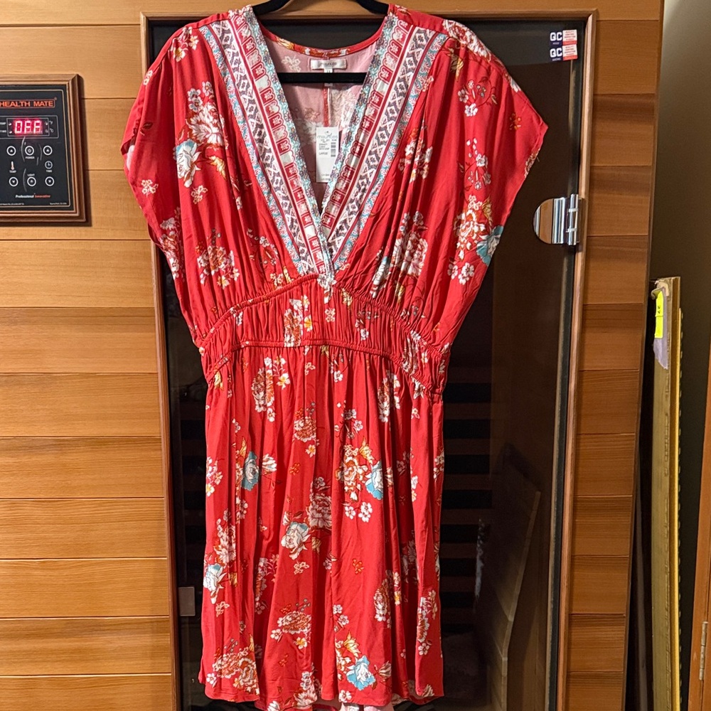 Maurices Red Floral Midi Dress new with tags